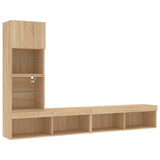 4 Piece TV Wall Units with LED Sonoma Oak Engineered Wood 3216642