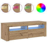 TV Cabinet with LED Lights Artisan Oak 120x35x40 cm Engineered Wood 856314