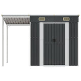 Garden Shed with Extended Roof Anthracite 277x107x181 cm Steel 364526