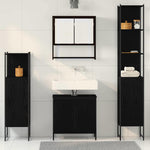Bathroom Furniture Set with Door 4 pcs Black 33 x 33 x 185.5 cm 3334414