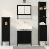 Bathroom Furniture Set with Door 4 pcs Black 33 x 33 x 185.5 cm 3334414