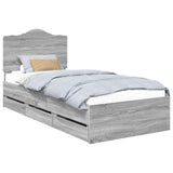 Bed Frame with Drawer Grey Sonoma 90 x 200 cm Engineer Wood 3413455
