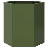 Garden Planter Olive Green Hexagon 46x40x45 cm Steel 851114