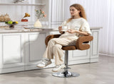 PU Leather Upholstered Swivel Bar Stool, Height Adjustable with Back, Armrest, Footrest, Brown T3398P552561