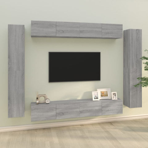 ZNTS 8 Piece TV Cabinet Set Grey Sonoma Engineered Wood 3114300