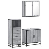 3 Piece Bathroom Furniture Set Grey Sonoma Engineered Wood 3301008