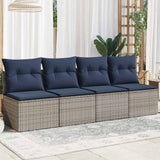 Garden Sofa with Cushion Grey 220 x 62 x 69 cm Poly Rattan 366151