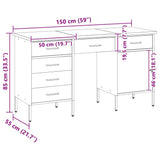 Work Cabinet with Drawer 3 pcs Black Engineered Wood and Steel 3321378