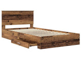 Bed Frame with Headboard Old Wood 100 x 200 cm Engineered Wood 3411348