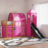 Bunk Bed without Mattress with Slide and Curtains Pink 90x200 cm 3284169
