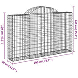Arched Gabion Baskets 6 pcs 200x30x120/140 cm Galvanised Iron 3146135