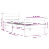 Bed Frame without Mattress Black Solid Wood 100x200 cm 814813