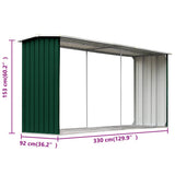 Garden Log Storage Shed Galvanised Steel 330x92x153 cm Green 47086