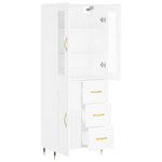 Highboard White 69.5x34x180 cm Engineered Wood 3198641