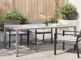 Garden Table 150x90x75 cm Tempered Glass and Poly Rattan Grey 316707