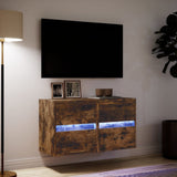 TV Wall Cabinets with LED Lights 2 pcs Smoked Oak 41x31x45 cm 852280