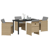 Garden Dining Set with Cushion Folding 5 pcs Beige Poly rattan 3379965