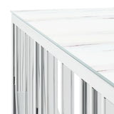 Coffee Table Silver 100x100x50 cm Stainless Steel and Glass 350067