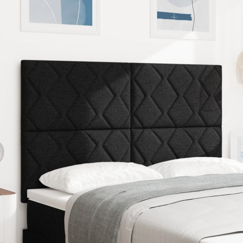 ZNTS LED Headboard Diamond Blocks Design Black 144 cm Fabric 3338516