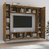 ZNTS 8 Piece TV Cabinet Set Smoked Oak Engineered Wood 3114235