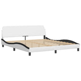 Bed Frame with LED without Mattress "Zadar" White and Black 180x200 cm 3214130
