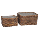 Firewood Basket 2 pcs Brown Lacak Rattan 42020972