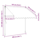 Retractable Awning Cream 200x115 cm Fabric and Steel 368745