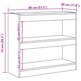 Book Cabinet/Room Divider Artisan Oak 80x30x72 cm 856815