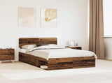 Bed Frame with Headboard Old Wood 135 x 190 cm Solid Pine Wood 3412094