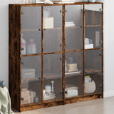 Bookcase with Doors Smoked Oak 136x37x142 cm Engineered Wood 3206521