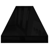 Floating Wall Shelves 2 pcs High Gloss Black 120x23.5x3.8 cm MDF 323779