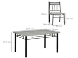 Five-Piece Marble Effect Dining Table Set - Grey/Black T3398P341236
