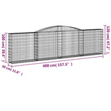 Arched Gabion Baskets 8 pcs 400x30x100/120 cm Galvanised Iron 3146872