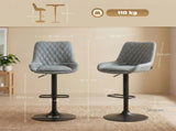 Set of Two Faux Leather Retro Bar Stools - Light Grey T3398P553446