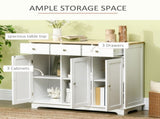 Sideboard with Rubber Wood Top, Modern Storage Cabinet, Kitchen Cupboard with Doors, Drawers and T3398P330527