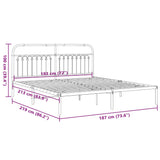 Metal Bed Frame without Mattress with Headboard White 183x213cm 376654