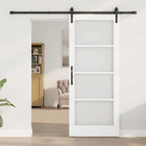Sliding Door ORKDAL White 83 x 202 cm Solid Pine Wood and Glass 3331970