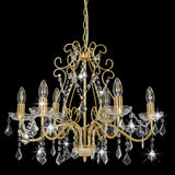 281603 Chandelier with Crystal Beads Golden Round 6 x E14
