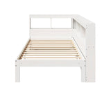 ZNTS Bookcase Bed without Mattress White 100x200 cm Solid Wood Pine 3324389