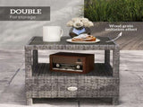 2 Seater Patio Rattan Wicker Chaise Lounge Sofa Set w/ Cushion for Patio Garden Porch, Grey T3398P315417