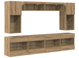 TV Wall Cabinet Set with LED 6 pcs Artisan Oak Engineered Wood 3402996