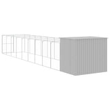 Dog House with Run Light Grey 214x1069x181 cm Galvanised Steel 3189129