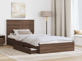 Storage Bed with Drawer Brown Oak 90 x 190 cm Engineered Wood 3411256