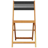 Bistro Chairs 2 pcs Black Solid Wood Acacia and Rope 367678