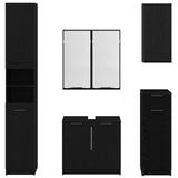 Bathroom Furniture Set 5 pcs Black Oak Engineered Wood 3416115