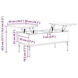 Coffee Table Black 100x50x45 cm Engineered Wood and Metal 845411