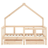 Kids Bed Frame with Drawers 70x140 cm Solid Wood Pine 834540
