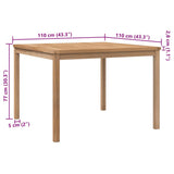 Garden Dining Table 110x110x77 cm Solid Teak Wood 316637