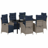 Garden Dining Set with Cushion 7 pcs Grey and Black Rattan 3380586