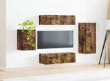 TV Cabinet Set Wall-mounted 4 pcs Smoked Oak Engineered Wood 3409011
